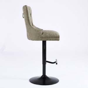 English Elm A&A Furniture Aged Olive Green Swivel Barstools, Adjustable 26"-33" Height, Set Of 2 For Home Bars W1143P195202