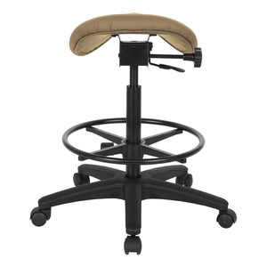 OSP Home Furnishings Backless Saddle Stool Ergonomic Pneumatic Height Adjustable Office Studio Task Seating Dillon Buff ST205-R104