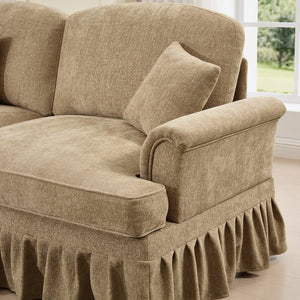 English Elm Classic Chenille Sleeper Sofa With Flared Arms, Ruffled Skirts & Modular Ottomans For Versatile Comfort W3041S00248