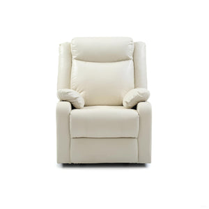 English Elm Glory PU Reclining Loveseat with Channel Tufted Back for Lumbar Support and Compact Spaces Comfort Off White 26 L x 33 W x 30 H B078108418