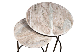 English Elm Marble Nesting Coffee Table Set Of 2 | Elegant Marble Tops & Sleek Metal Frame For Modern Living B346P320741