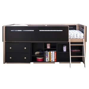 English Elm Black Black and Rose-Gold 2-Shelf Bookshelf with Cabinet Base, KD Assembly, Stylish Open Storage Solution B062P209198