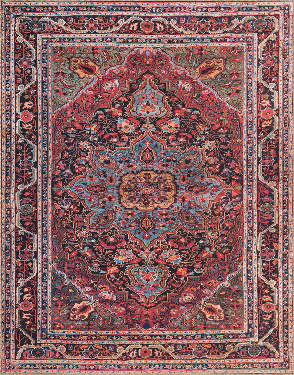 Unique Loom Timeless Jude Machine Made Medallion Rug Burgundy, Black/Blue/Green/Ivory/Yellow/Beige 7' 10" x 10' 0"