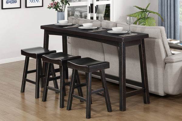 English Elm Transitional 4-Piece Counter Height Set - Elegant Black Rubberwood Table & Stools For Any Space B011P284442-GIGA