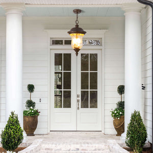 English Elm 19"(h) Rustic Aluminum Pendant Lantern Weatherproof Farmhouse Porch and Patio Light W2312P415975