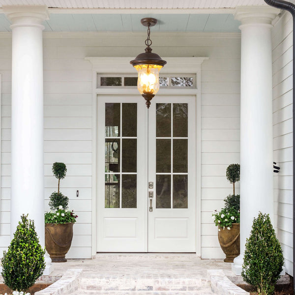 English Elm 19"(h) Rustic Aluminum Pendant Lantern Weatherproof Farmhouse Porch and Patio Light W2312P415975
