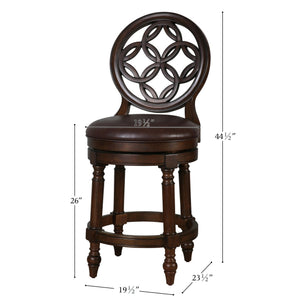 English Elm 26" Solid Wood Swivel Counterstool High Back Faux Leather Seat for Kitchen Island Walnut B2751P436476