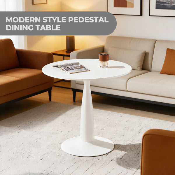 English Elm 31.5inch Tulip Pedestal Round Dining Table White Mdf Mid-century Modern for Small Spaces W3766P410237