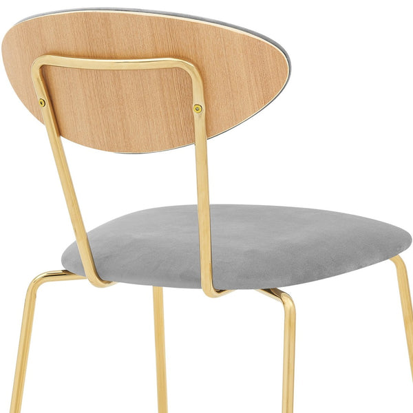 English Elm Savara Gray Velvet Dining Room Chairs Set Of 2 - Modern Gold Metal Legs For Stylish Comfort & Versatility B2736P354289-GIGA