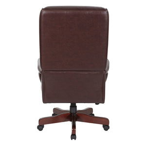 OSP Home Furnishings High Back Queen Anne Executive Chair Tufted Vinyl Upholstery with Lumbar Support TEX228-JT4