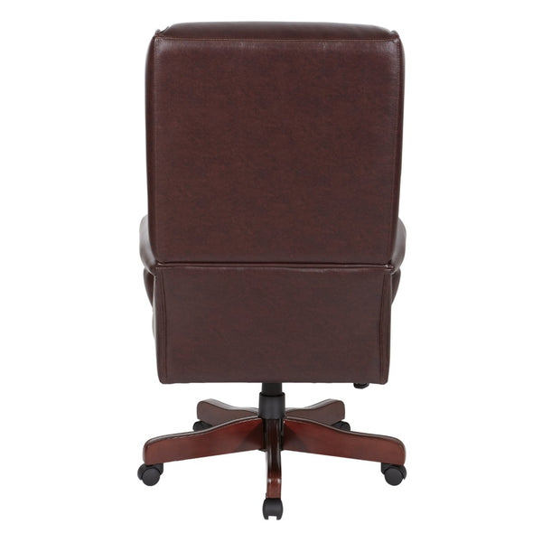 OSP Home Furnishings High Back Queen Anne Executive Chair Tufted Vinyl Upholstery with Lumbar Support TEX228-JT4