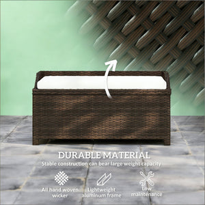 English Elm Storage Bench Outdoor Wicker Pe Rattan Patio Seat with 34 Gallon Cushioned Lid T3971P444632