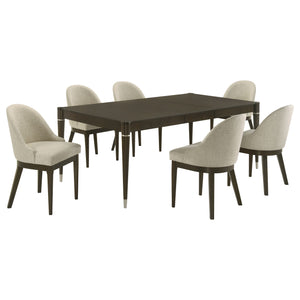 English Elm Blakely Extendable Ash Wood Dining Set with Six Upholstered Chairs for Modern Homes B062S01654