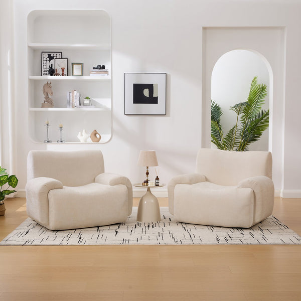 English Elm 42" Oversized Chenille Accent Chair Deep Foam Seat Lounge Armchair for Living Room Beige W3118P453259