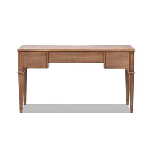 English Elm Dauphin Rubberwood Executive Desk with Soft Close Drawers and Satin Gold Hardware B2719P468876