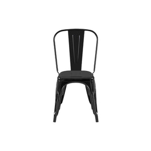 English Elm Set Of 2 High-Gloss Black Metal Dining Chairs - Stackable, Lightweight, Easy-Clean, Modern Industrial Design B347P383407-GIGA