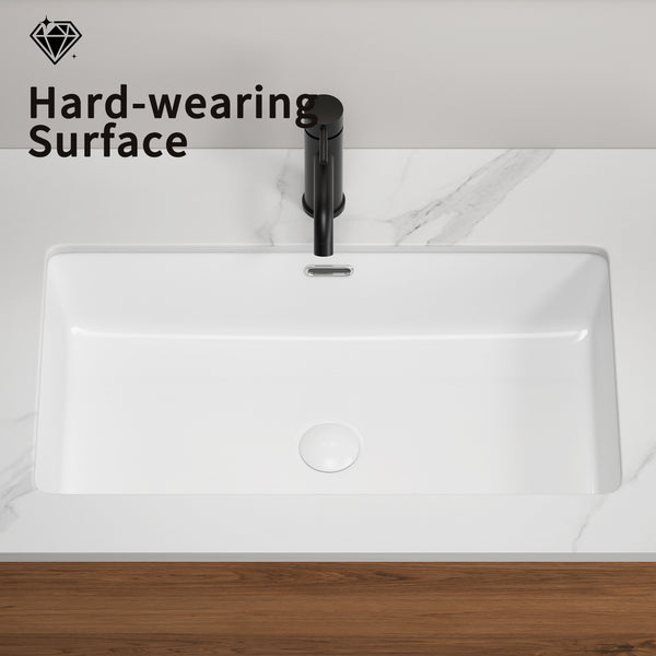 English Elm White Fireclay Farmhouse Kitchen Sink Deep Single Bowl Dual Mount Modern Design W3402P326516