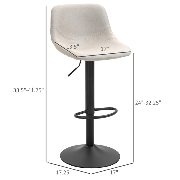 English Elm Homcom Adjustable Bar Stools Set Of 2 – Stylish Swivel Cream White Chairs For Kitchen & Home Bar W2225P217135