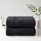 Madison Park Signature Transitional 100% Cotton Bath Sheet Antimicrobial 2 Piece Set MPS73-526 Black