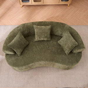 English Elm Crescent-shaped Cloud Sofa Three Seat Low Profile Chenille Living Room Curved Couch Green W2012P375728