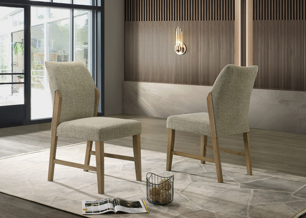 English Elm Elena Linen Upholstered Dining Chairs Set of 2 with Solid Rubberwood Farmhouse Legs B2749P413305