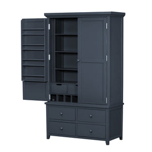 English Elm Topmax Freestanding Pine Wood Kitchen Pantry Cabinet with Wine Rack Gray SP000070AAE