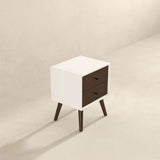 English Elm Ashcroft Furniture - Caroline Mid Century Modern Style White Night Stand 2-Drawer