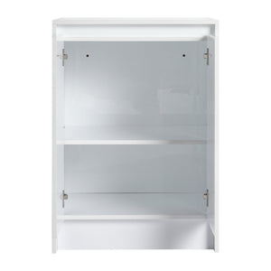 English Elm 24" Freestanding Bathroom Storage Cabinet With Soft-Close Doors, Adjustable Shelves & Glossy Finish W999P312106