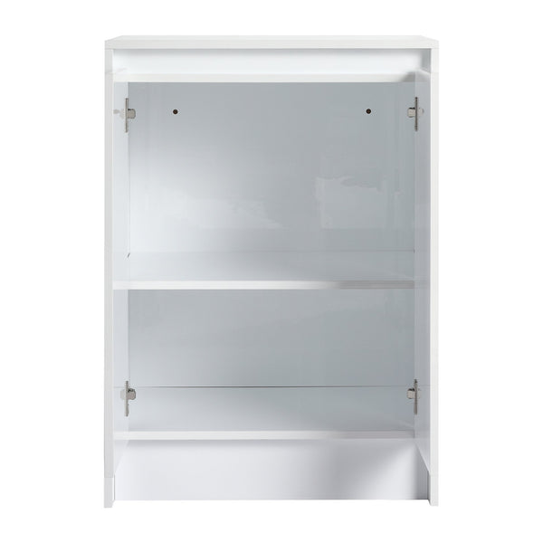 English Elm 24" Freestanding Bathroom Storage Cabinet With Soft-Close Doors, Adjustable Shelves & Glossy Finish W999P312106