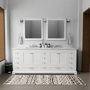 English Elm White Double Bath Vanity 84" W x 22" D with Carrara Marble Top, Solid Wood, 14 Drawers, Soft-Close B2731P258291