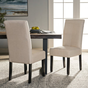 English Elm Pertica Upholstered Dining Chairs with T-stitch Detail Set of Two Modern Wood Leg N769P368552M