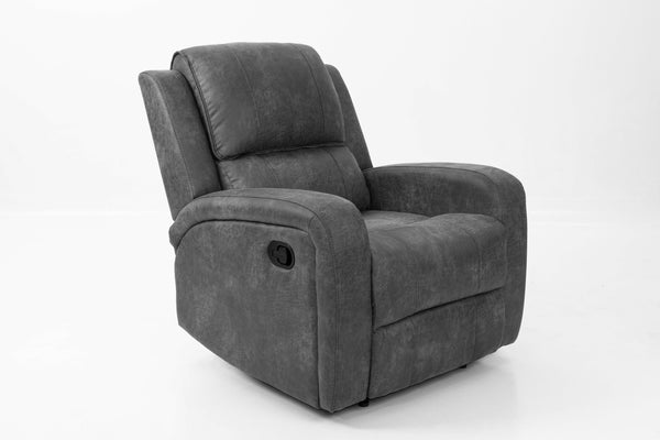 English Elm Modern Tufted Reclining Living Room Set Three Piece Smoke Faux Leather Sofa Collection B011S02366