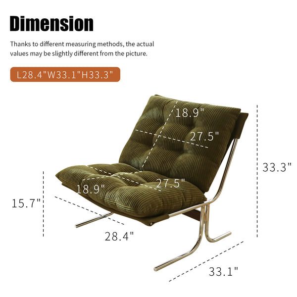 English Elm Modern Wingback Accent Chair Faux Leather Upholstery Chrome X Frame Living Room Green W2105P440976