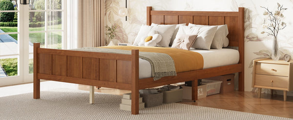 English Elm Twin Platform Bed Vertical Slat Headboard Farmhouse Shaker Wood Grain Finish Bedroom Walnut N733P422479D