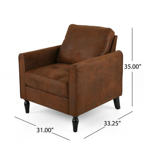 English Elm Chair Low Profile Club Seat Birch Frame Microfiber Upholstery Modern Living Room 63565.00MFBRN