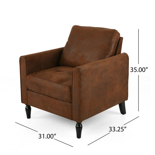English Elm Chair Low Profile Club Seat Birch Frame Microfiber Upholstery Modern Living Room 63565.00MFBRN