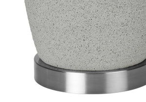 English Elm Lighting, Textured Ceramic 25" Table Lamp with Linen Drum Shade, Polished Silver Accents & 3-Way Switch Grey 15 L x 15 W x 18 H B2710P220127