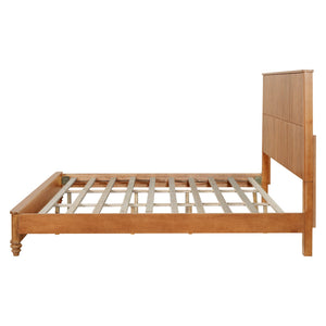 English Elm Solid Rubberwood Queen Platform Bed Tall Headboard Natural Grain No Box Spring W1716S00031
