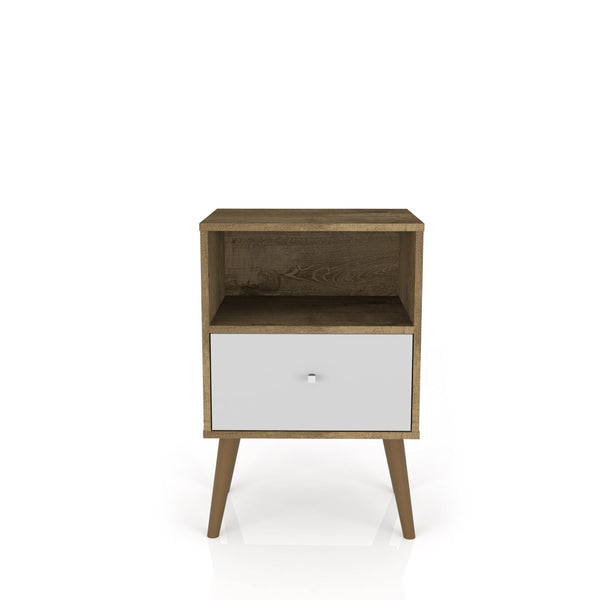 English Elm Liberty 18" Nightstand With Stylish Rustic Brown & White Finish, 1 Drawer & Open Storage Cubby B365P398502