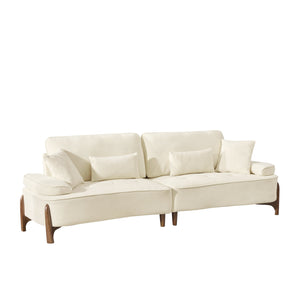 English Elm 103 Luxurious Cloud Velvet Sofa with High-Elastic Sponge Cushion, Deep-Seated Comfort for Living Spaces Beige W2290S00008