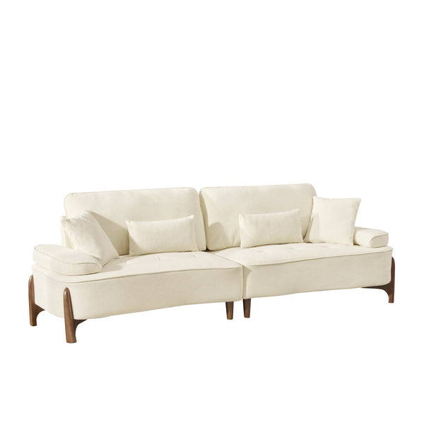 English Elm 103 Luxurious Cloud Velvet Sofa with High-Elastic Sponge Cushion, Deep-Seated Comfort for Living Spaces Beige W2290S00008