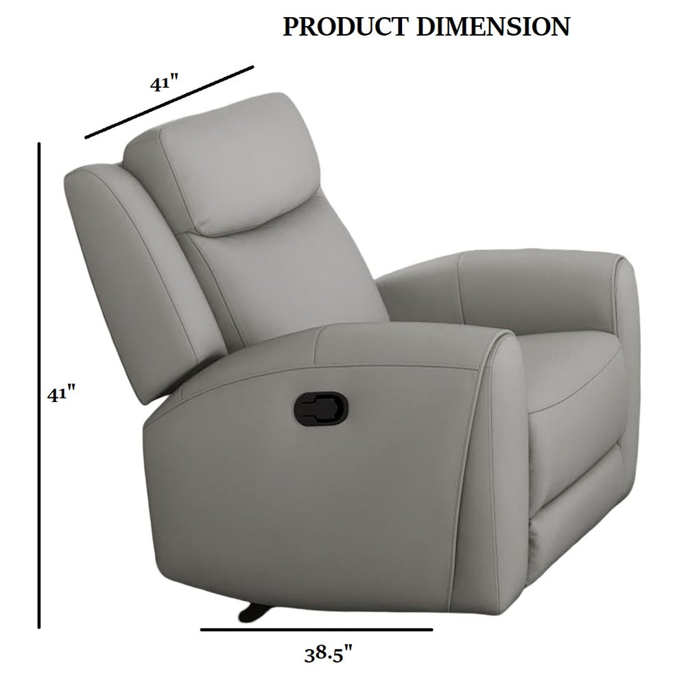 English Elm Contour Jacobus Manual Recliner Light Gray Leather Wide Seat Durable Frame High-Density Foam Comfort B2741P385162