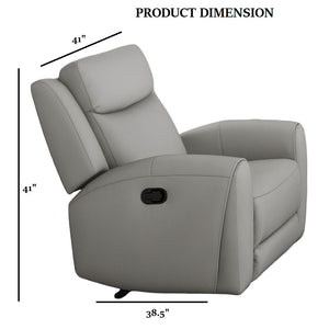 English Elm Contour Jacobus Manual Recliner Light Gray Leather Wide Seat Durable Frame High-Density Foam Comfort B2741P385162