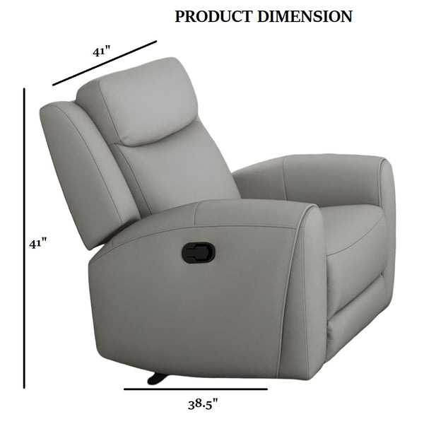 English Elm Contour Jacobus Manual Recliner Light Gray Leather Wide Seat Durable Frame High-Density Foam Comfort B2741P385162