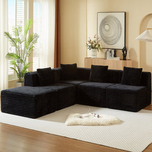 English Elm Modular Sectional Couches For Living Room - Versatile L-Shape Sofa With Cloud-Like Comfort & Style W3434S00003