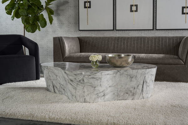 Sunpan Ava Coffee Table - Contemporary Concrete Design with Unique Finish for Modern Living Spaces Marble Look