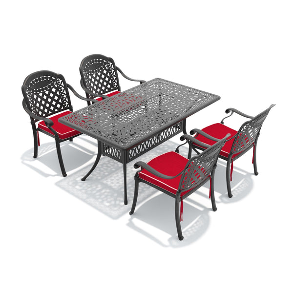 English Elm 5-piece Cast Aluminum Outdoor Dining Set with Ornate Patio Design and Weather Resistant Frame W1710S00568
