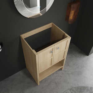 English Elm 24" Modern Freestanding Bathroom Vanity Oak Plywood with Soft-Closing Doors & Open Shelf Storage W1972P268402
