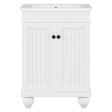 English Elm 24" White Modern Sleek Bathroom Vanity Elegant Ceramic Sink With Solid Wood Frame, Adjustable Shelf