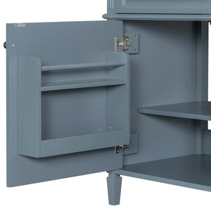 English Elm 36-Inch Modern Bathroom Vanity With Ceramic Sink Top, Storage Drawers, And Stylish Blue Gray Finish N725P350849E
